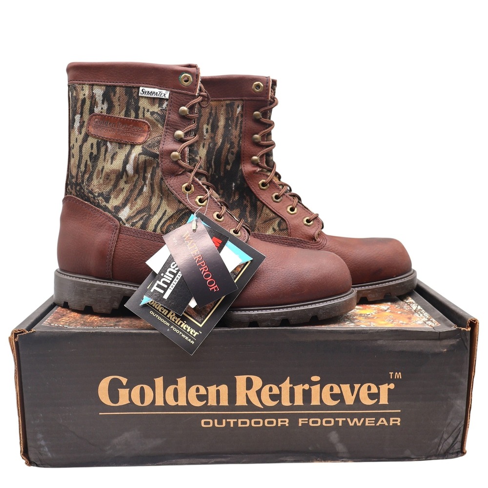 Golden Retriever Hunting Boots Mens 9 Vintage Brown Camo Waterproof Thinsulate
